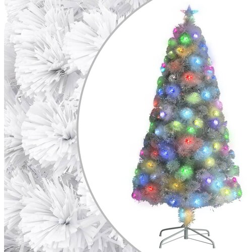 vidaXL Umetna novoletna jelka LED bela 120 cm optična vlakna Cene