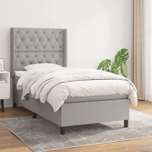  Box spring postelja z vzmetnico svetlo siva 80x200 cm blago, (20846618) Slike