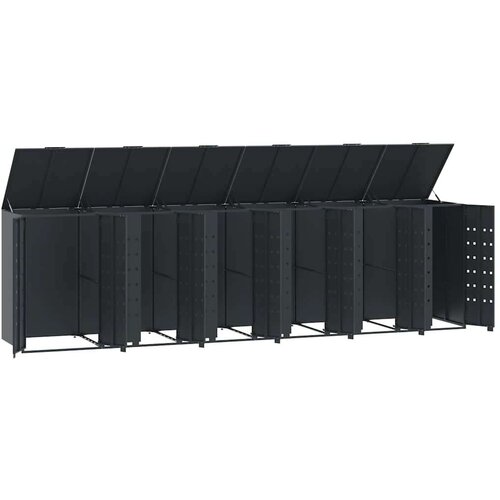 VidaXL Spremi&amp;scaron;te za 6 kante za otpad antracit 414x79x117 cm čelično Slike
