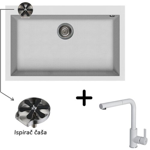  Sudoper Elleci Quadra 130 + slavina C02 Bianco + ispirač ča&amp;scaron;a Slike