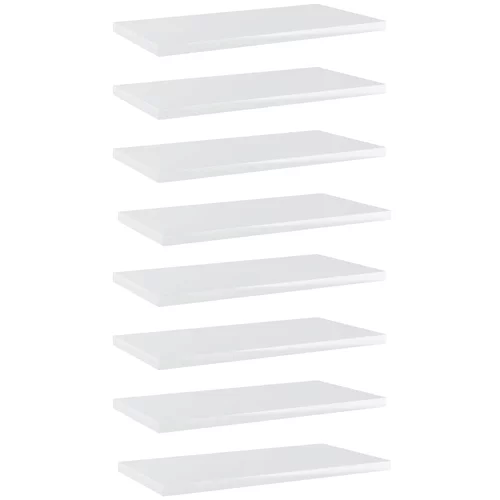 vidaXL Police za knjige 8 kom visoki sjaj bijele 40x20x1,5 cm iverica