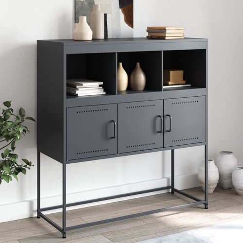VidaXL Komoda antracit 100,5 x 39 x 107 cm od hladno valjanog čelika Slike