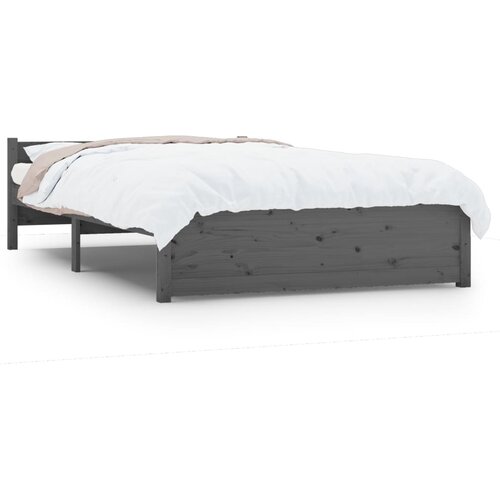 VidaXL Posteljni okvir siv iz trdnega lesa 135x190 cm 4FT6, (20647602) Slike