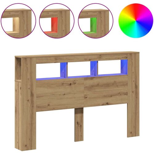  LED uzglavlje boja hrasta artisan 160x18,5x103,5 cm drveni Slike