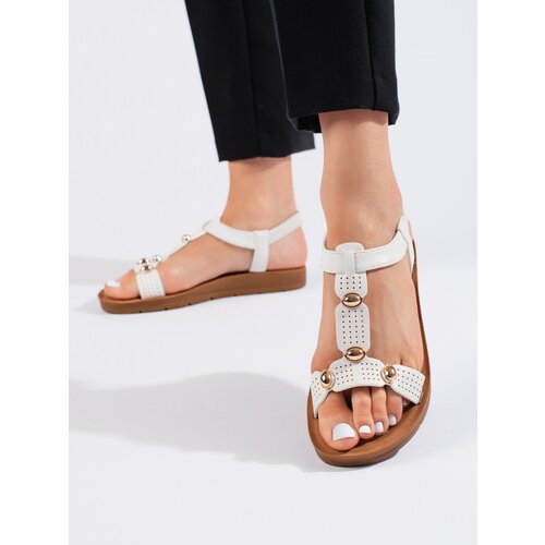 Shelvt Women's white sandals with decorations Cene