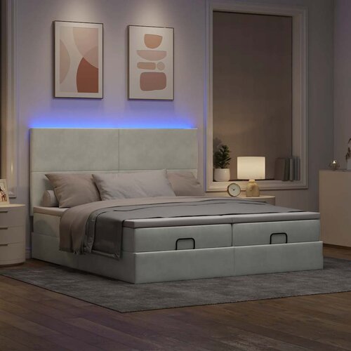 vidaXL Otomanski posteljni okvir z vzmetnicami siv 160x200 cm žamet Cene