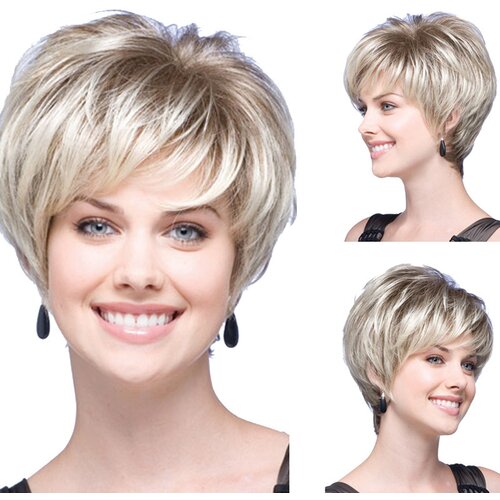INF Elegantna kratka lasulja za ženske, super lahka in zračna Pale Blonde Model 2, (21273341) Cene