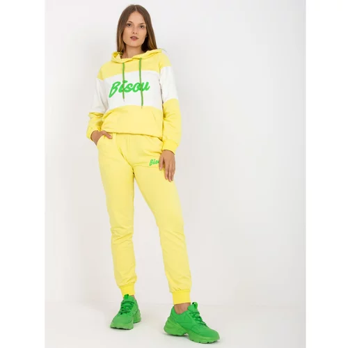 Fashion Hunters Yellow and green tracksuit set with a hoodie