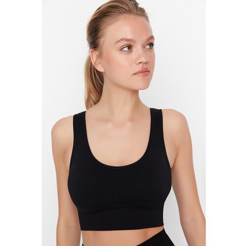 Trendyol Black Seamless Support Sports Bra with Jacquard Detail on the Sides Slike