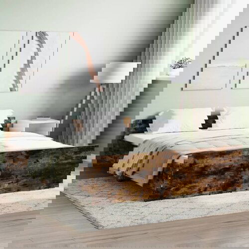 VidaXL Posteljni okvir z vzglavjem in vznožjem dim. hrast 150x200 cm Slike