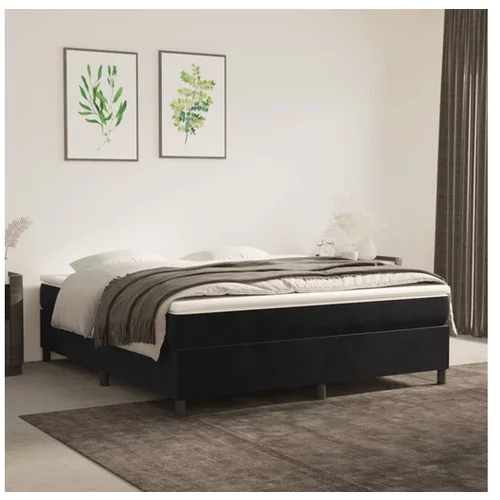  Box spring postelja z vzmetnico črna 180x200 cm žamet