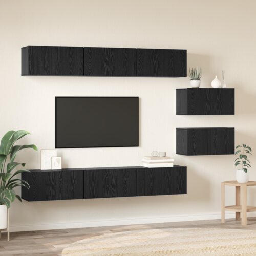  Komplet TV omaric 8 pcs Črni hrast 60 x 30 x 30 cm Slike