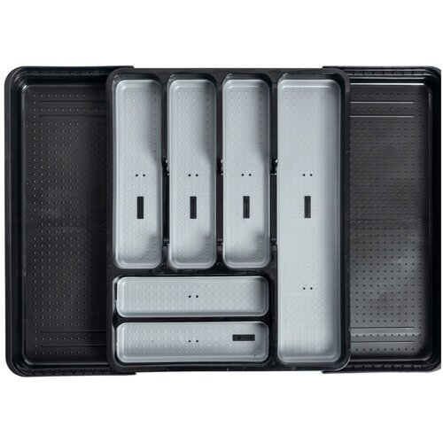 Addis Črno-siv raztegljiv plastičen organizator za pribor 41,5 x 35 cm - Addis Cene