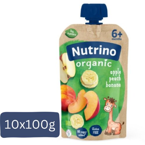 Nutrino organic Pauč, Jabuka, breskva i banana, 100g, 10 komada Cene
