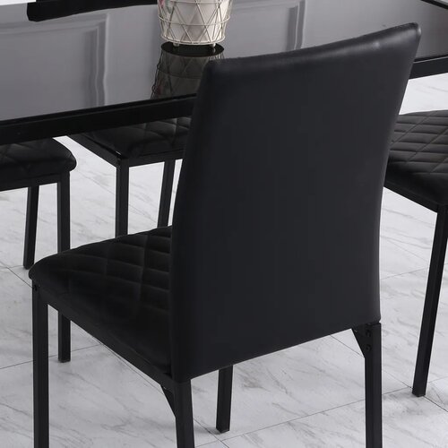  HOCMOM Set od 4 blagovaonske stolice Kuhinjske stolice 41 cm x 50 cm x 91 cm Crna Slike