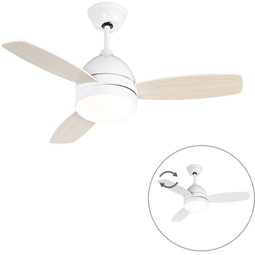 QAZQA Stropni ventilator bel z daljinskim upravljalnikom - Rotar Cene