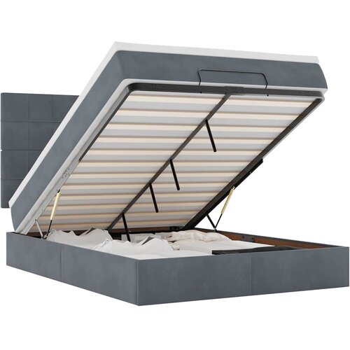 vidaXL Otomanski posteljni okvir z vzmetnicami siv 140x190cm žamet, (22012094) Cene