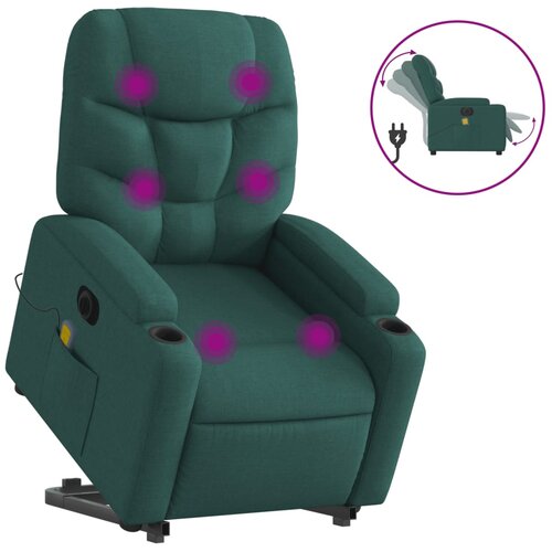 Maison Chic Električni masažni naslanjač - Relax naslanjač s funkcijo vstajanja temno zelen, (22061292) Cene