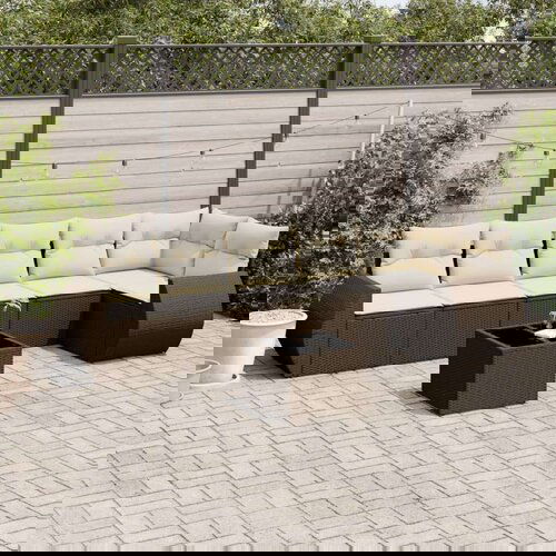 vidaXL 7-dijelni set vrtnih sofa od poliratana s jastucima smeđi Cijene