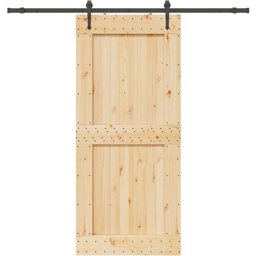 VidaXL Klizna vrata s priborom za montažu 100x210 cm masivna borovina Slike