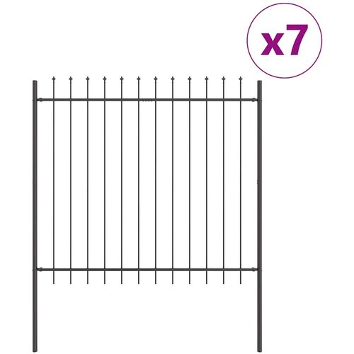  Vrtna Ograda 7 pcs Siva 11,9 x 1,5 m Čelik s prahom Slike