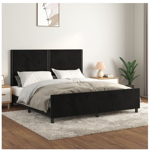 VidaXL Okvir za krevet s uzglavljem crni 180x200 cm bar&amp;scaron;unasti Slike