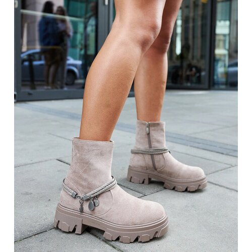 Gemre Brown ankle boots with decorative bracelet Geraldo Cene
