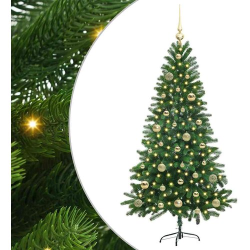 VidaXL Božićno drvce s 150 LED svjetlima s stalakom Zelena 150 cm PE Slike
