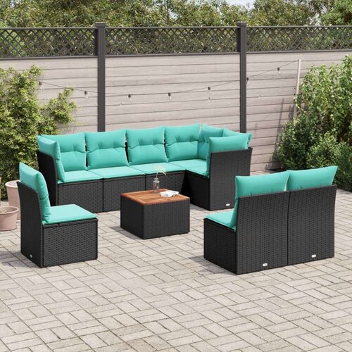  Vrtna garnitura - 9-dijelni set vrtnih sofa od poliratana s jastucima crni - Crna 1 Cijene