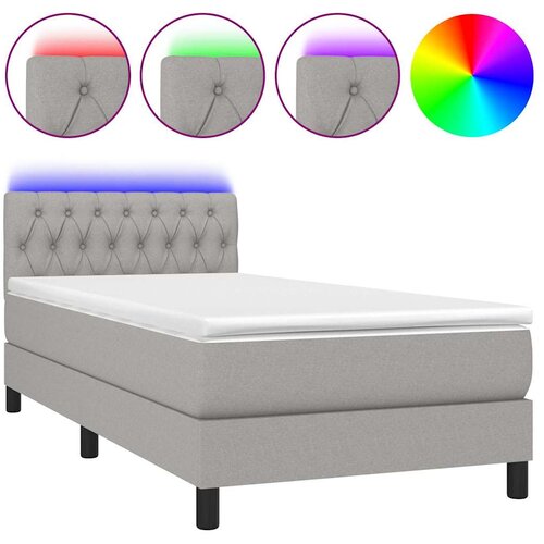  Krevet box spring s madracem LED svjetlosivi 100x200 cm tkanina Slike