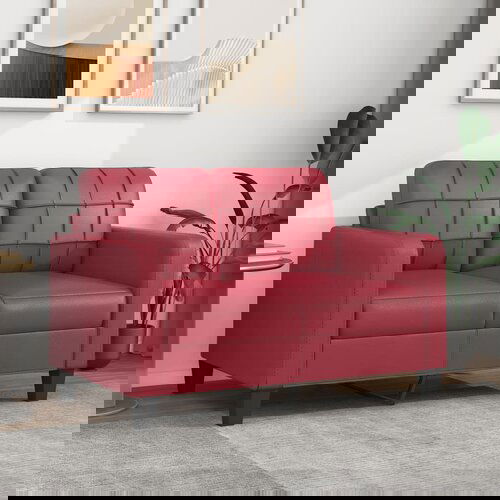 vidaXL Dvosjed od tkanine crvena boja vina 120 cm od umjetne kože Cijene
