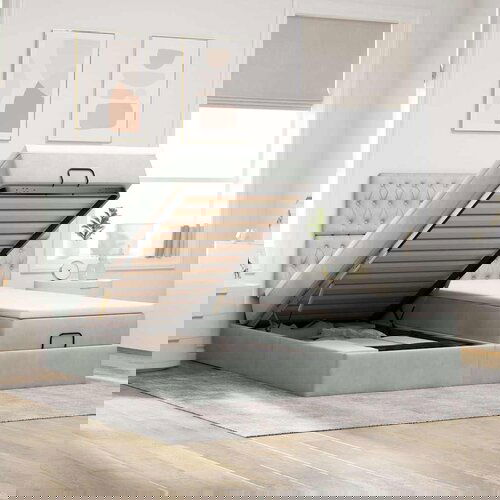 VidaXL Okvir kreveta s madracima svijetlosivi 200x200cm bar&amp;scaron;unasti Slike