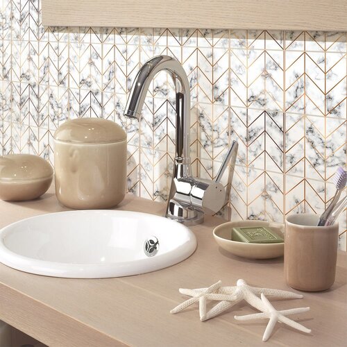 Ambiance Set od 9 zidnih samoljepljivih naljepnica Marble and Gold Line, 20 x 20 cm Slike