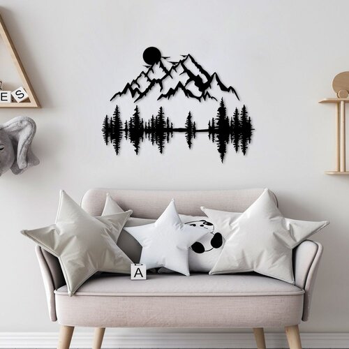 Wallity Zidna dekoracija Priroda i planina - 13, 70 x 53 cm, Crna Cene
