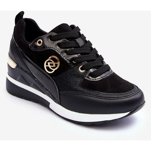 Kesi Women's lace-up wedge sports shoes Black Genova