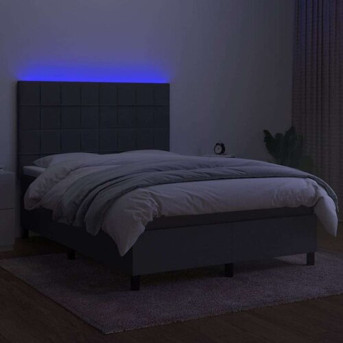  Box spring s madracem LED tamnosivi 140x200 cm tkanina Slike