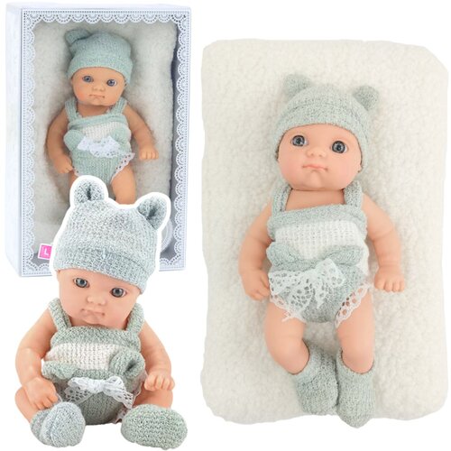 Baby Doll with Blanket, White and Gray Outfit, Hat, 18 cm Cijene