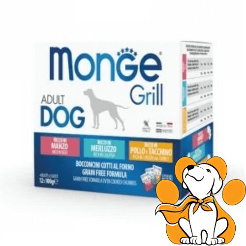 Monge grill MultiBox, Beef, Codfish, Chicken&Turkey 12x100g, Sosići Za Pse Cene