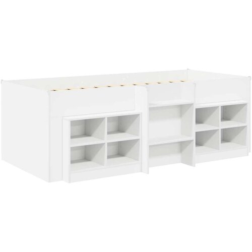  Loft krevet s ormarom s policom 3 pcs Bijela Konstruirano drvo - Bijela Slike