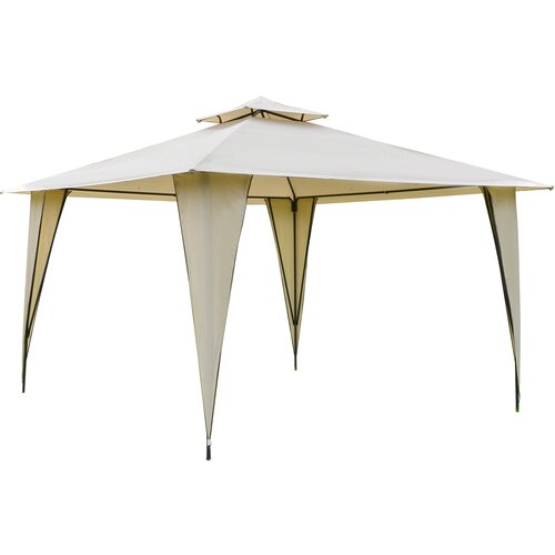 Outsunny Vrtni ali zunanji gazebo iz poliestra v kovinski in bež barvi z dvojnim nadstreškom 3,5 x 3,5 m, (20744598) Cene