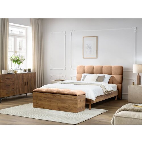 Bobochic Paris Svetlo rožnata oblazinjena zakonska postelja z letvenim dnom 160x200 cm Kumo &amp;ndash; Slike