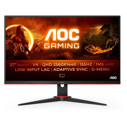 AOC GAMING monitor Q27G2E/BK Gaming, QHD 2560x1440, 27 VA, 250 cd/m2, AMD FreeSync Premium, Adaptive Sync, HDMI, DP, Tilt, 155Hz, 1ms Cijene