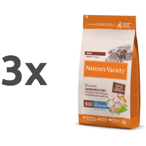 Nature’s Variety Nature's Variety Healthy Grains Dog Mini Adult, bela riba - 1,5 kg 3 x 1,5 kg Cene