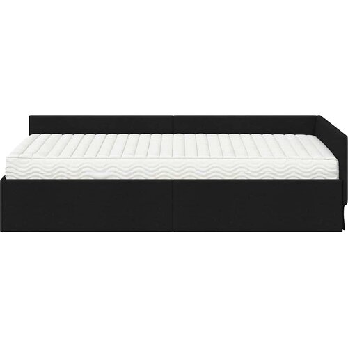  Kutni krevetni okvir s madracem 2 kom. Crna 90 x 200 cm tkanina Slike