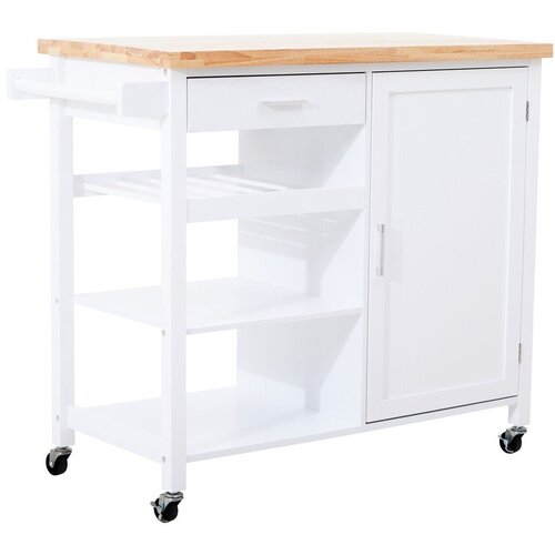 Premier Housewares Servirni voziček na kolesih iz masivnega kavčukovca 48x105 cm Frankfurt &ndash; Cene