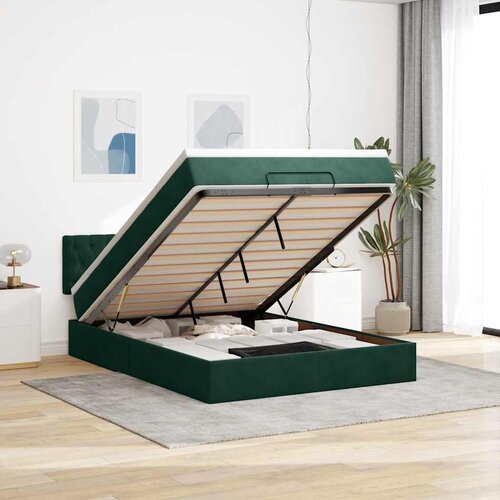  Ottoman krevet s madracem i LED diodama tamnozeleni 140x190 cm bar&scaron;un Cijene