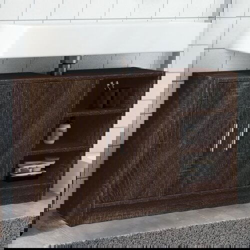 vidaXL Omarica za umivalnik rjavi hrast 90x29x55 cm inženirski les Cene