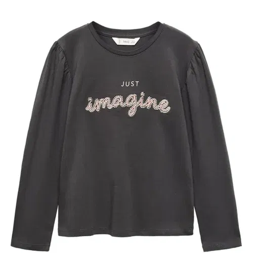 MANGO KIDS Top 'Imagine' antracit / svetlo roza / bela