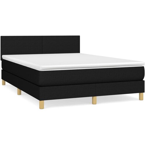 VidaXL Box spring posteljni z vzmetnico črn 140x190 cm blago, (20792051) Slike