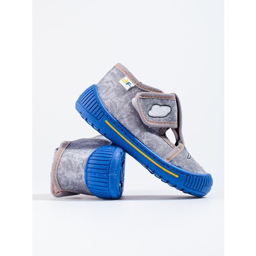 SHELOVET Gray slippers with velcro helicopter Slike